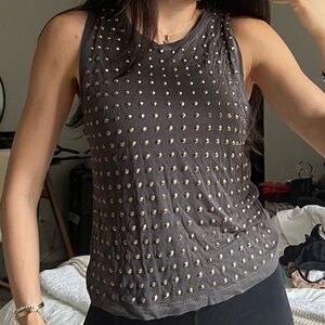 Alice and Olivia gray studded tank top xs